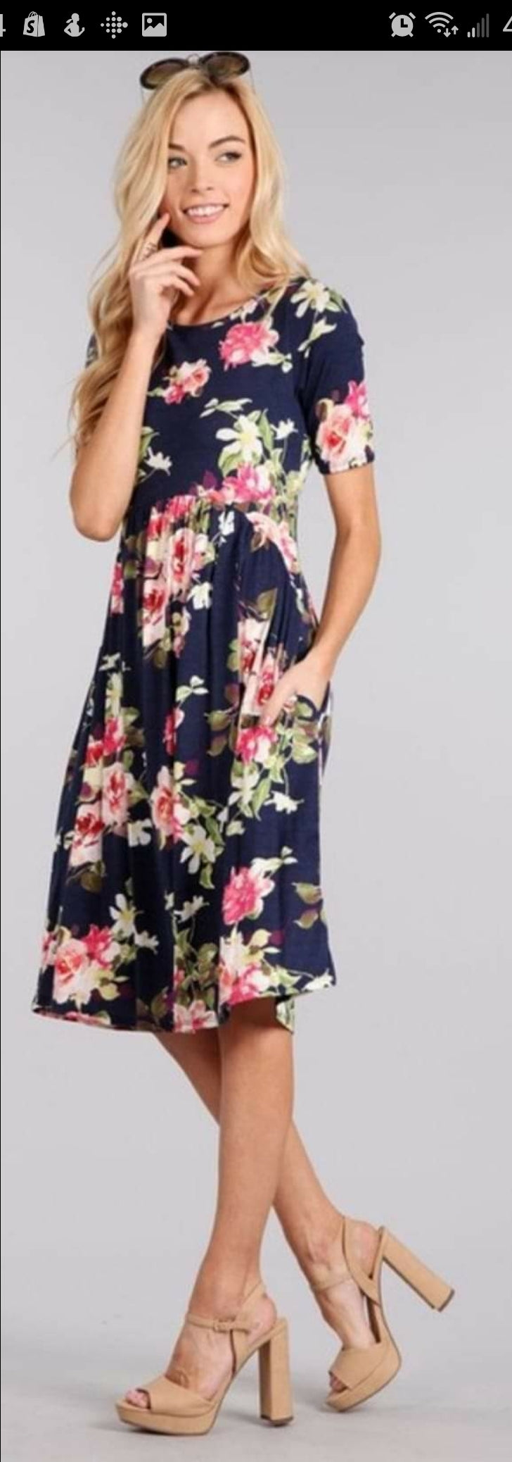 Navy and Pink Floral Dress – Uniquely ...